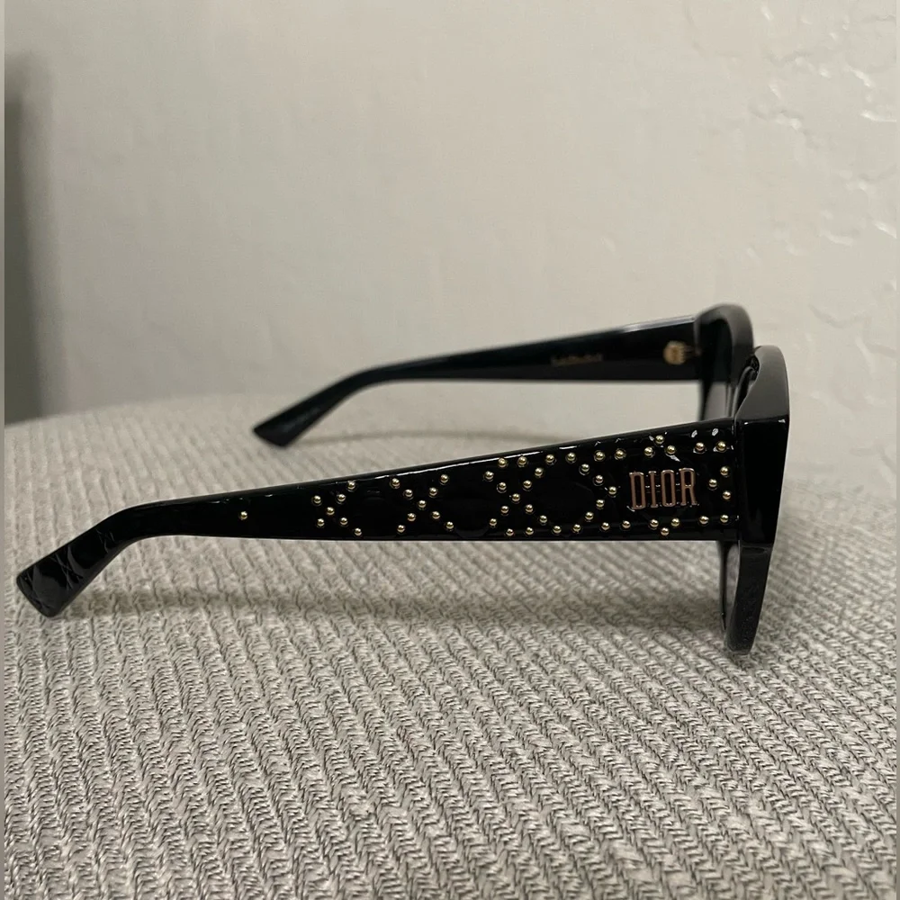 🎉HP🎉New! Dior Lady Dior Studs 54MM Black/Gold Sunglasses✨ Case, Box & Cloth
